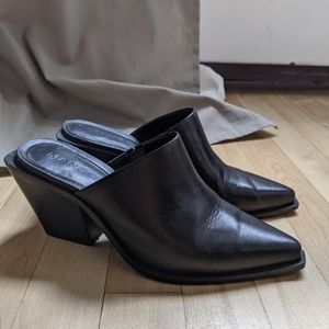 Black Block Heeled Mules - size 6 (Mango)